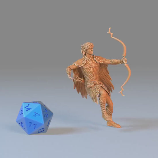 Spring Fey Elf (Medium) | Premium DnD Minis with High Quality Resin | EPIC | 28mm | Male Elf Ranger, Half-Elf, Druid, Bird, Bow, Dagger