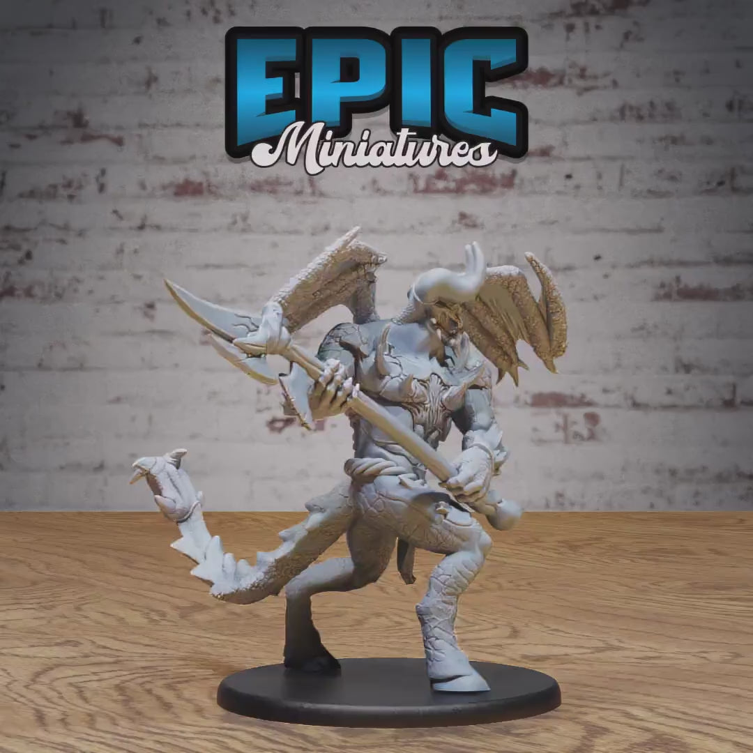 Wrath Devil (Large) | Premium DnD Miniatures | High Quality Resin | D&D RPG | Devil, Arch Devil, Demon, Wings, Spear, Nine Hells, Hell