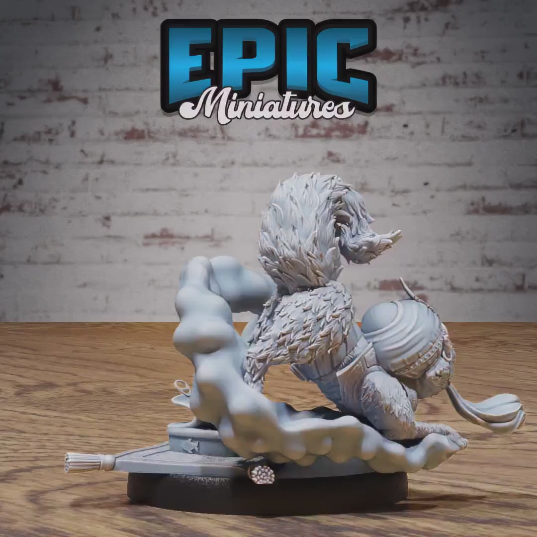 Cat Djinn (Medium) | Premium DnD Minis High Quality Resin Miniature | Cat, Genie, Feline, Creature, Beast, Magic, Lamp, Cute, Cloud, Arabian