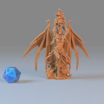 Devil Duchess (Medium) | Premium DnD Minis with High Quality Resin | EPIC | 28mm | TTRPG | Archdevil, Flame, Fire, Fiend, Evil, Female, Horn