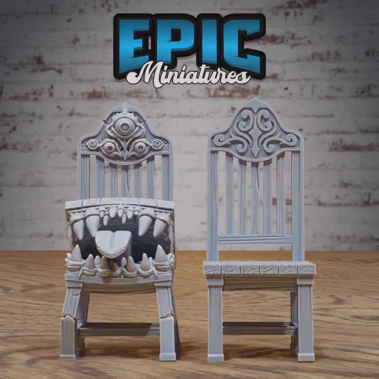 BOTH Mimic Chairs (Normal&Mimic)| Premium DnD Minis | High Quality Resin | Chair, Beast, Medium, Mimics, Encounter, Furniture, Tongue, Teeth
