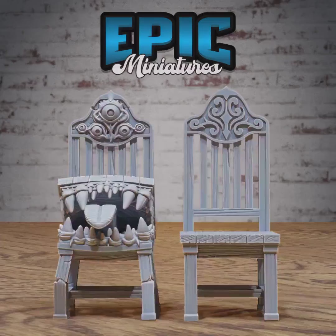 BOTH Mimic Chairs (Normal&Mimic)| Premium DnD Minis | High Quality Resin | Chair, Beast, Medium, Mimics, Encounter, Furniture, Tongue, Teeth