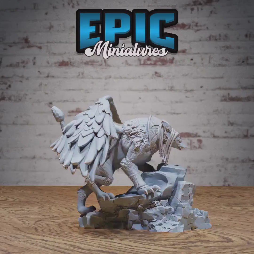 Anubis Beast (Large)| Premium DnD Minis | High Quality Resin | Lion, Sphynx, Desert, Wings, Beast, Rock, Flying, Cat, Pounce