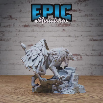 Anubis Beast (Large)| Premium DnD Minis | High Quality Resin | Lion, Sphynx, Desert, Wings, Beast, Rock, Flying, Cat, Pounce