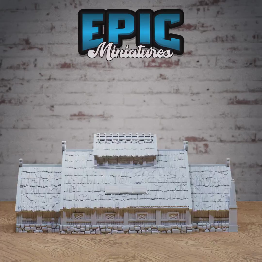 Viking Hall | Premium DnD Miniatures | High Quality Resin | D&D RPG | EPIC | Mead Hall, Valhalla, Winter, Building, Shield, Building, Snow