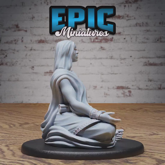 Mystic Mage (Large) | Premium DnD Minis High Quality Resin Miniature | Female, Meditation, Buddha, Magic, Genie, Staff, Trumpet, Flute