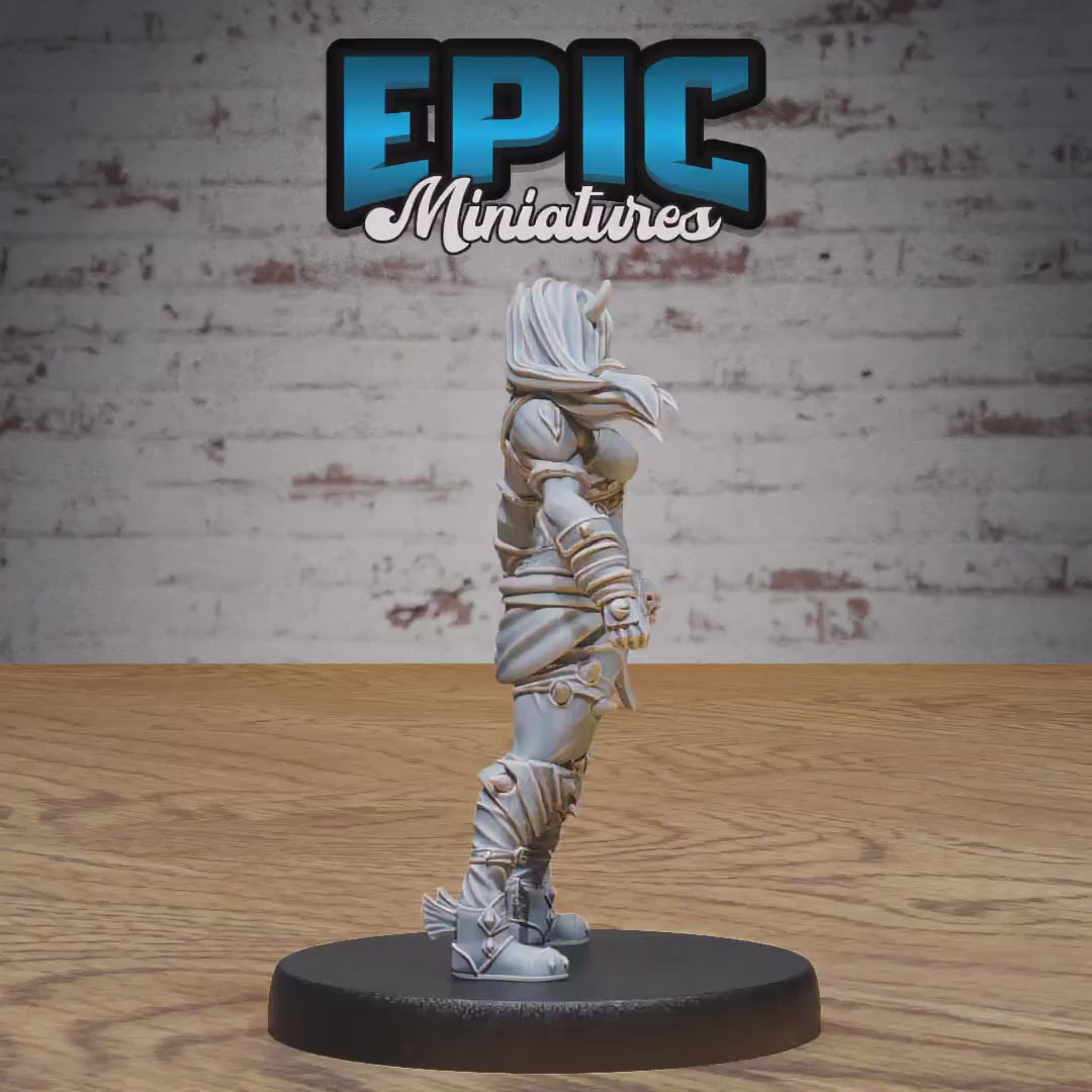 Orc Tiefling (Medium) | Premium DnD Miniatures | High Quality Resin | D&D RPG | Female, Goblin, Teeth, Horns, Half, Axe, Barbarian, Fighter