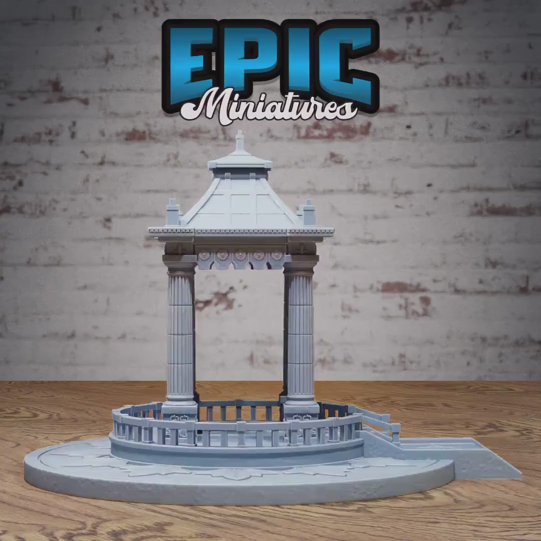Oriental Shrine (Gargantuan) | Premium DnD Minis High Quality Resin Miniature | Gazebo, Temple, Curtains, Eastern, Building, Structure
