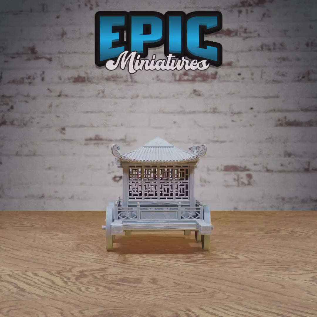 Noble Carriage | Premium DnD Minis High Quality Resin | Japanese, Travel, Japan, Asia, Asian, China, Horse Buggy, Straw, Wheels, Village