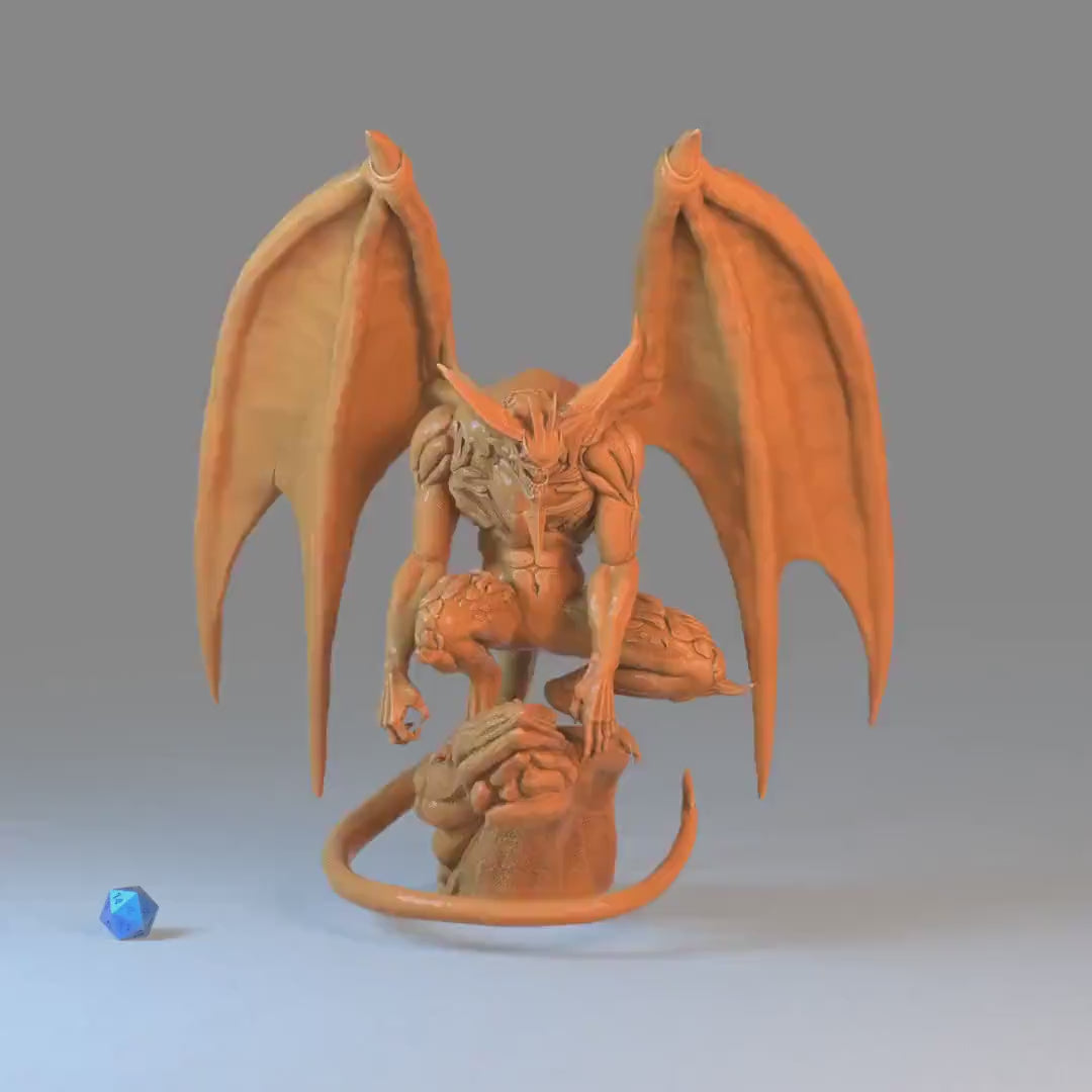 Satan (Huge) | Premium DnD Minis with High Quality Resin | EPIC | 28mm | TTRPG | Devil, Hell Rock, Wings, Massive, Perched Enemy, Underworld