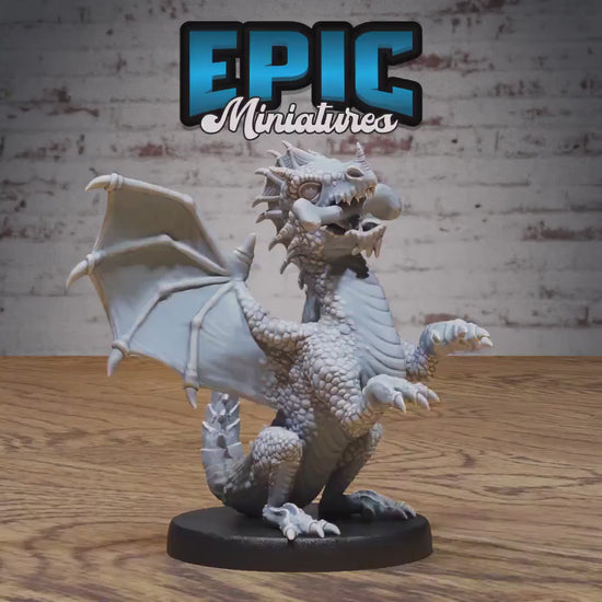 Green Dragon Wyrmling Miniature (Medium) | Premium DnD Minis High Quality Resin | Fantasy | Baby, Adorable, Cute, Eating Wyvern, Dragonling