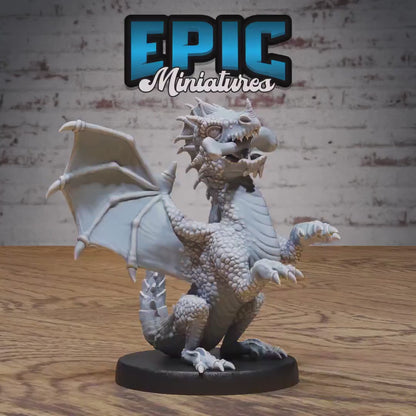 Green Dragon Wyrmling Miniature (Medium) | Premium DnD Minis High Quality Resin | Fantasy | Baby, Adorable, Cute, Eating Wyvern, Dragonling