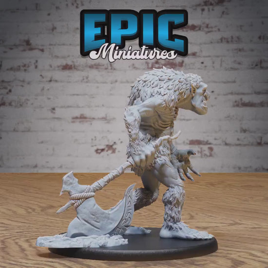 Grendel Walking (Large) | Premium DnD Miniatures | High Quality Resin | D&D RPG | EPIC | Ice Giant, Troll, Hairy, Axe, Snow, Fiend, Evil
