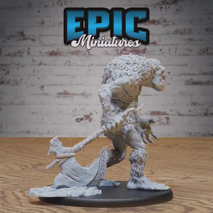 Grendel Walking (Large) | Premium DnD Miniatures | High Quality Resin | D&D RPG | EPIC | Ice Giant, Troll, Hairy, Axe, Snow, Fiend, Evil