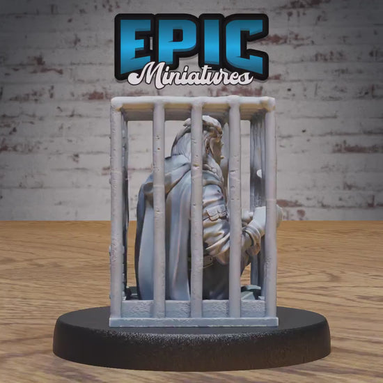 Prisoner (Medium) | Premium DnD Miniatures | High Quality Resin | D&D RPG | EPIC | Homeless Male in Cage, Bard Lute, Tied-Up Man, Stockade