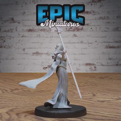 Female Elf Queen (Medium) | Premium DnD Minis | High Quality Resin Miniature | Human, Half-Elf, Drow, Beautiful, Sexy Woman, Magic Staff