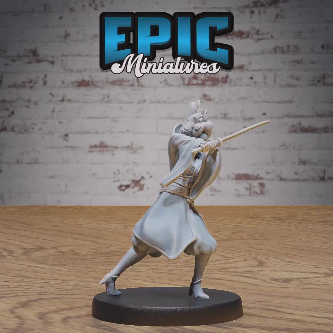 Warrior Empress (Medium) | Premium DnD Minis High Quality Resin | Female, Asian, Axe, Sword, Fighter, Japan, Japanese, Chinese, China, Hair