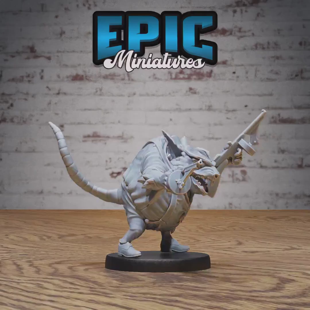 Sewer Godfather Rats (Medium) | Premium DnD Minis | High Quality Resin Miniature | Gun, Gangster, Mafia, Axe, Tommy Machine Guns, Mice