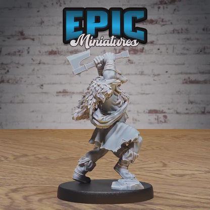Berserker Viking (Medium) | Premium DnD Miniatures | High Quality Resin | D&D RPG | EPIC | Barbarian, Large, Grog, Giant, Zeus, Wolf Pelt