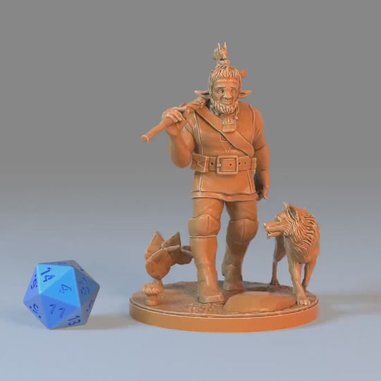 Firbolg Druid (Medium) | Premium DnD Minis with High Quality Resin | EPIC | 28mm | Male, Druid, Wolf, Dog, Companion, Giant-kin, Lawful