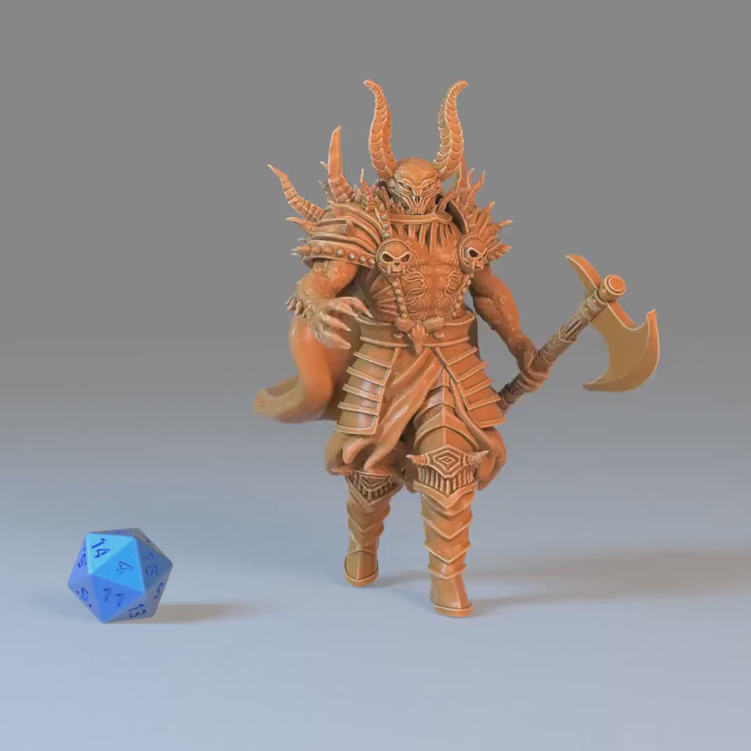Devil Warlord (Large) | Premium DnD Minis with High Quality Resin | EPIC | 28mm | TTRPG | Fiend, Demon, Skull, Armor, Necromancer, Scythe
