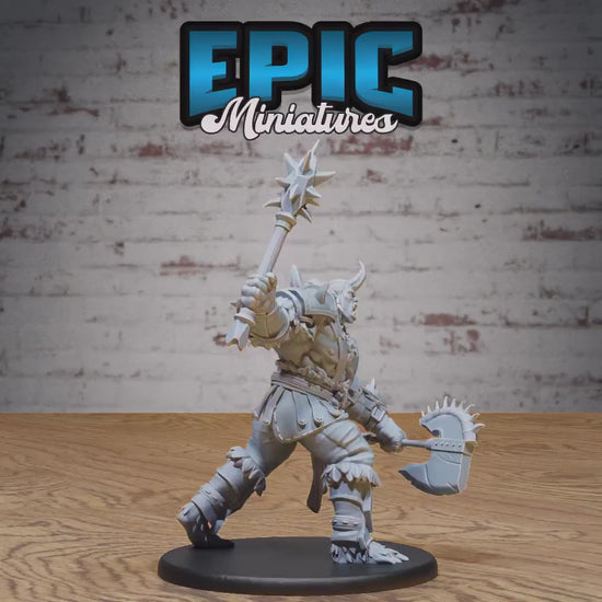 Ogrillon (Large) | Premium DnD Miniatures | High Quality Resin | Ogre, Orc, Barbarian, Half-Orc, Fighter, Axe, Male, Big, Mohawk, Mace, Horn