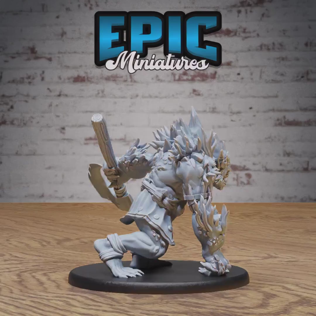 Savage Troll (Large) | Premium DnD Miniatures | High Quality Resin | Orc, Giant, Goblin, Trolls, Wooden Stick, Angry, Rock, Smash, Giant