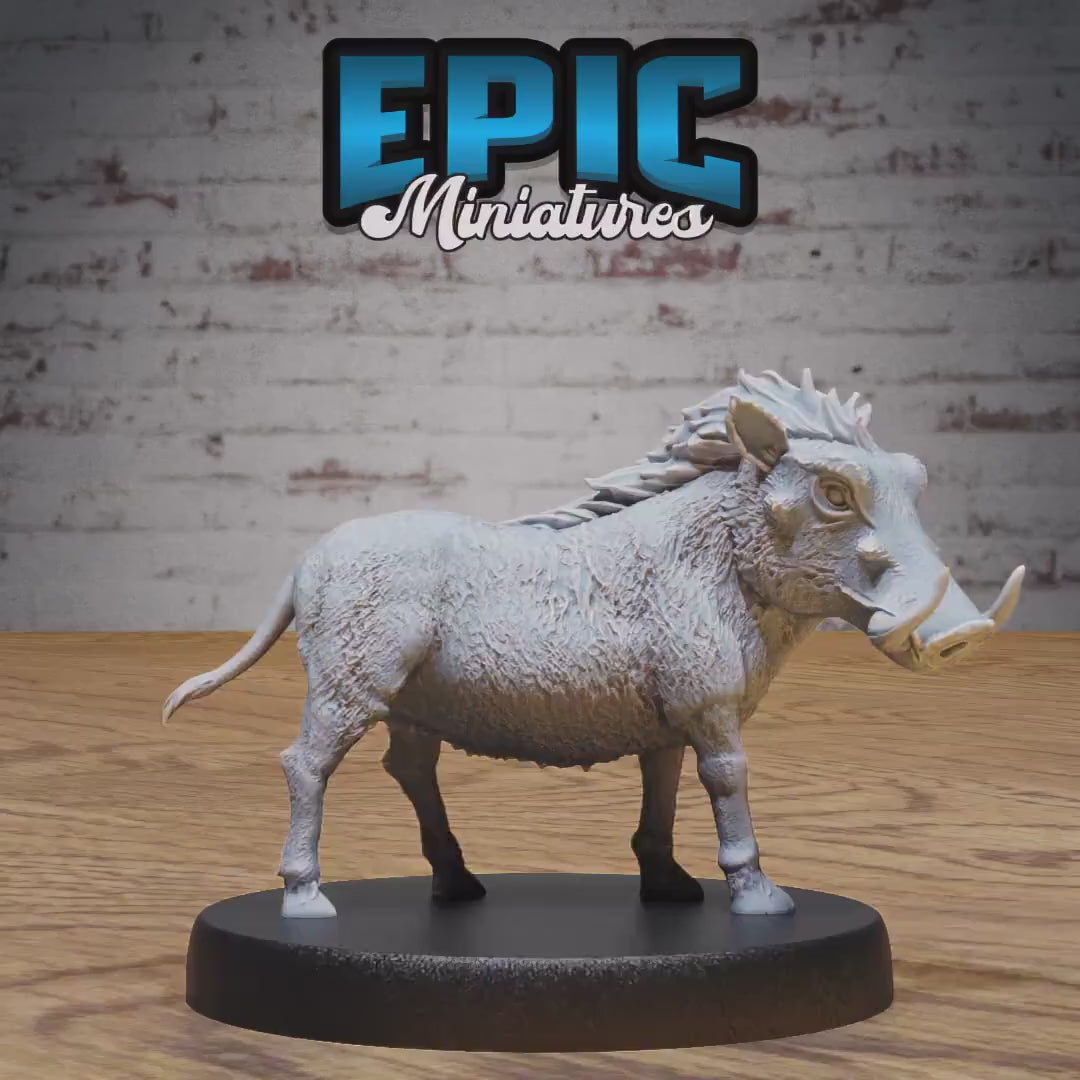 Warthog (Medium) | Premium DnD Miniatures | High Quality Resin | D&D RPG | EPIC | Beast, Creature, Pumba, Hog, Animal, Pig, Boar, Tusk, Pet